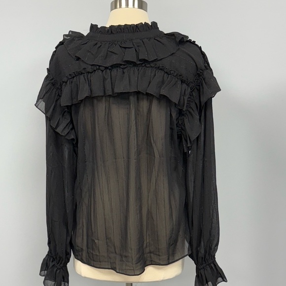 NWT Fate Sheer Black Lace Blouse M Whimsigoth Witchcore Edwardian Vampire Top - Picture 3 of 13